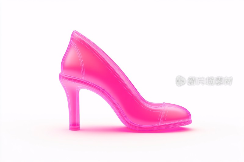 粉色透明高跟鞋插画