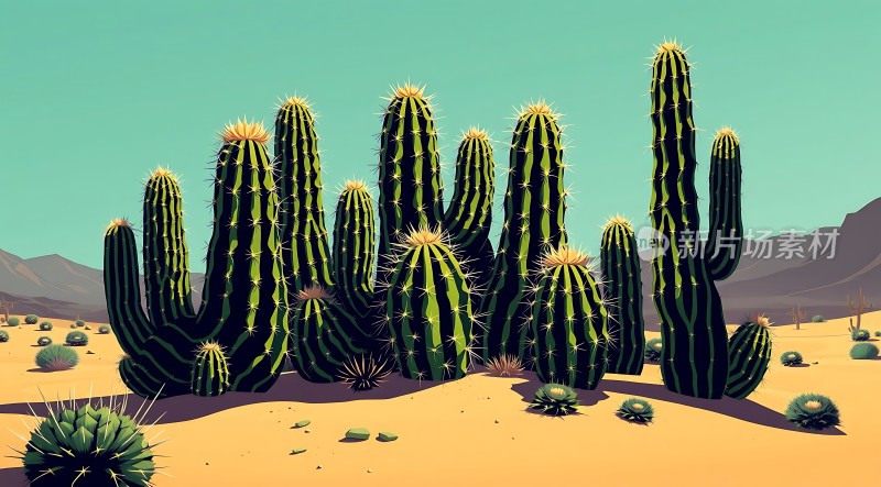 沙漠绿洲仙人掌的坚韧之美