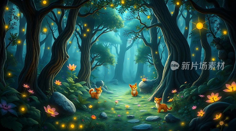 萤光森林中的小狐狸