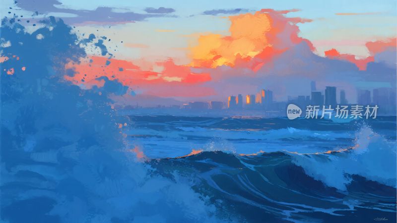 海边壮丽日落景象