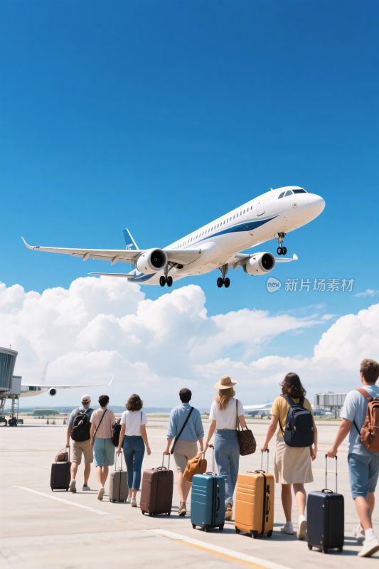 机场登机与飞机起飞场景