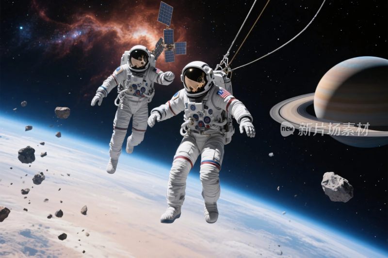 太空宇航员作业场景