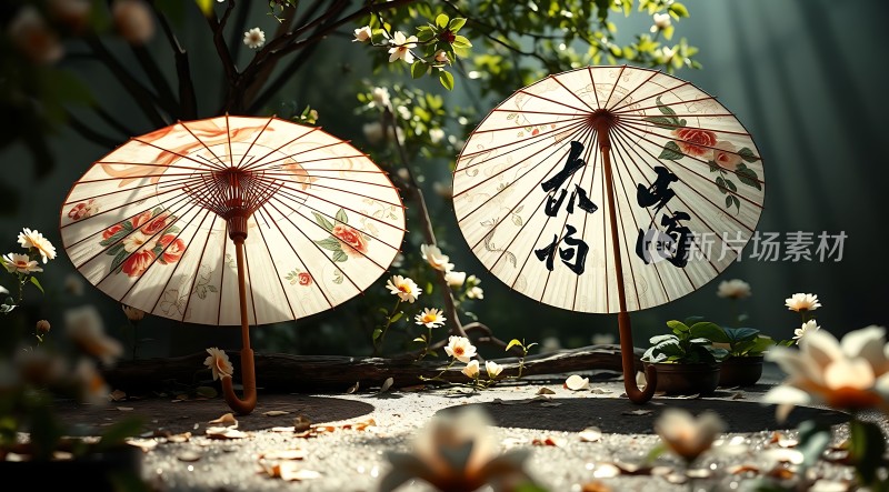 古风油纸伞下的静谧时光