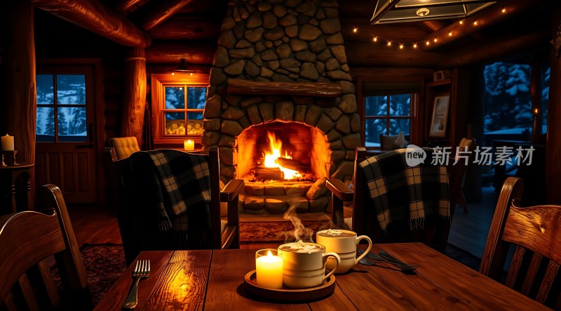 温馨壁炉旁的温暖时光