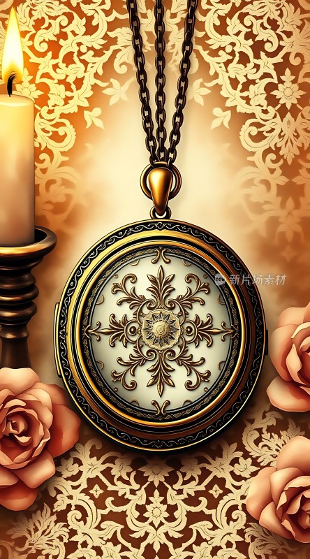 古铜怀表玫瑰烛光