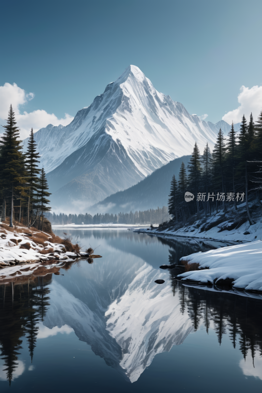 山脉湖泊风景高清图片