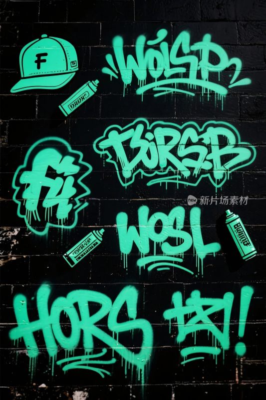 绿色涂鸦墙面艺术