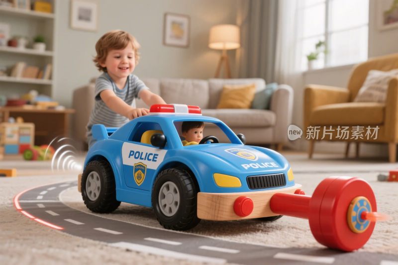 儿童玩警察玩具车