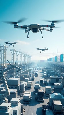 未来城市物流无人机与卡车协同作业 未来城市物流无人机与卡车协同作业