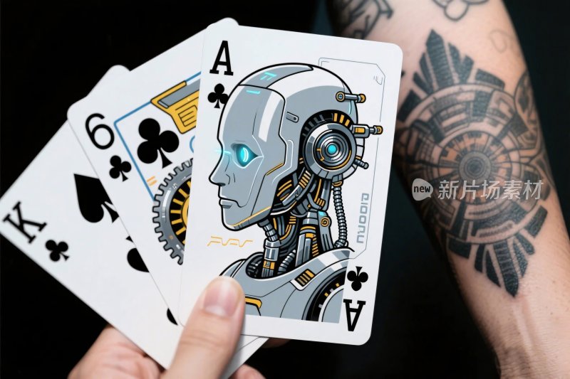 创意机器人扑克牌插画