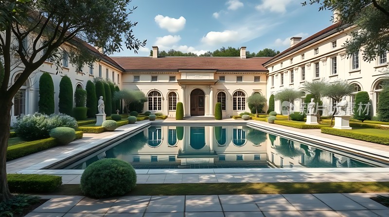 **豪华别墅与泳池园林景观**