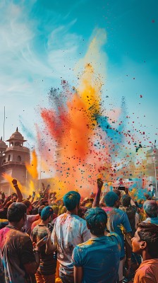 彩色粉末节上的欢乐瞬间