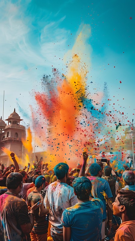 彩色粉末节上的欢乐瞬间