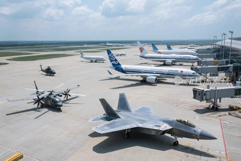 机场停机坪飞机集合