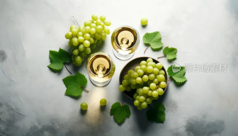 葡萄与白葡萄酒的清新自然享受