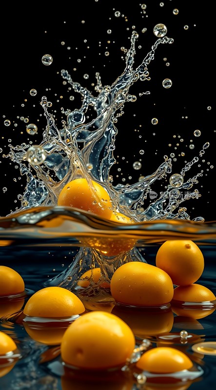 橙子入水溅起的水花