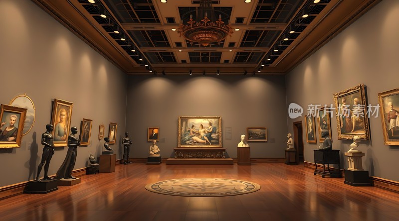 艺术殿堂经典画作与雕塑共舞