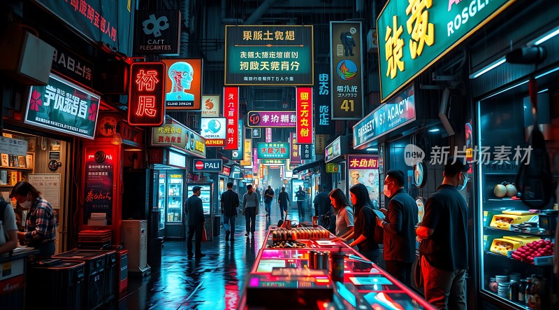 霓虹灯下的繁华夜市热闹非凡