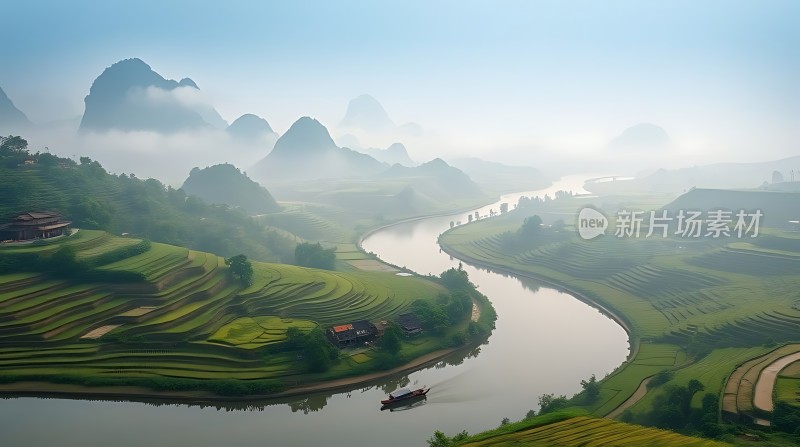 梯田风光山水画卷