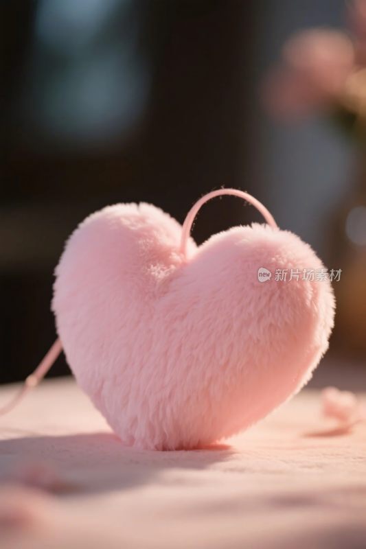 粉色毛绒爱心摆件