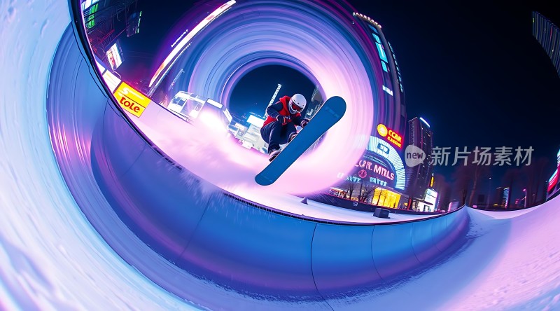 雪地滑板夜色表演