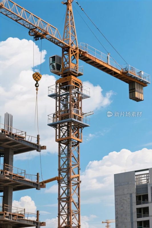 工地起重机与建筑场景