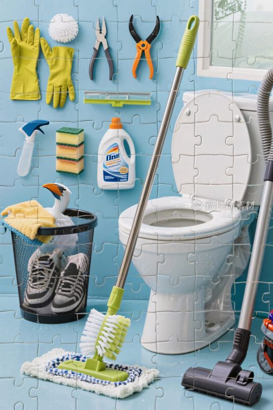 卫生间清洁工具摆放场景
