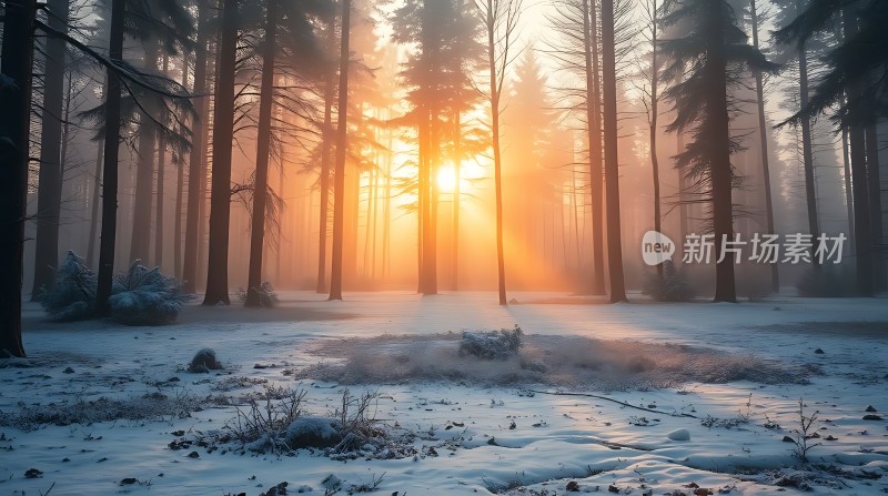 晨曦中的雪林秘境