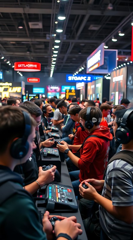 游戏展上热情高涨的游戏玩家们