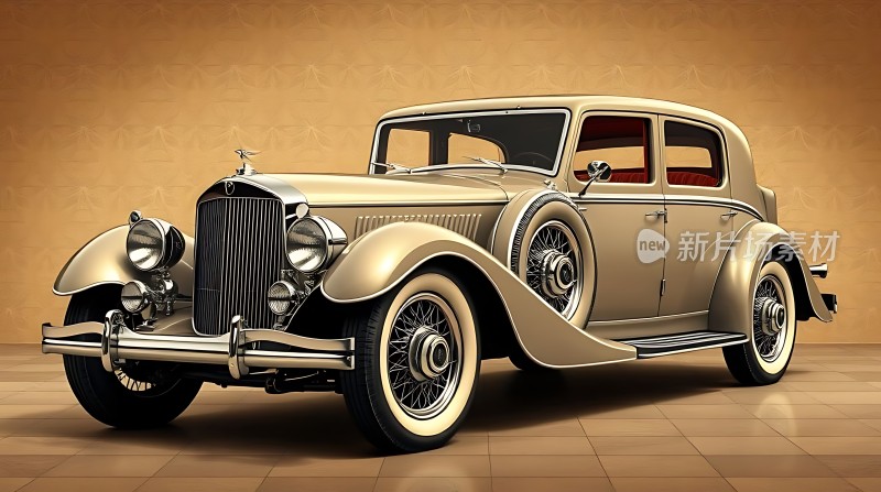 金色复古轿车经典优雅设计