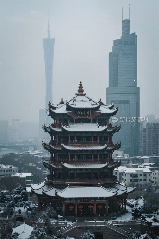 古建与现代建筑风景
