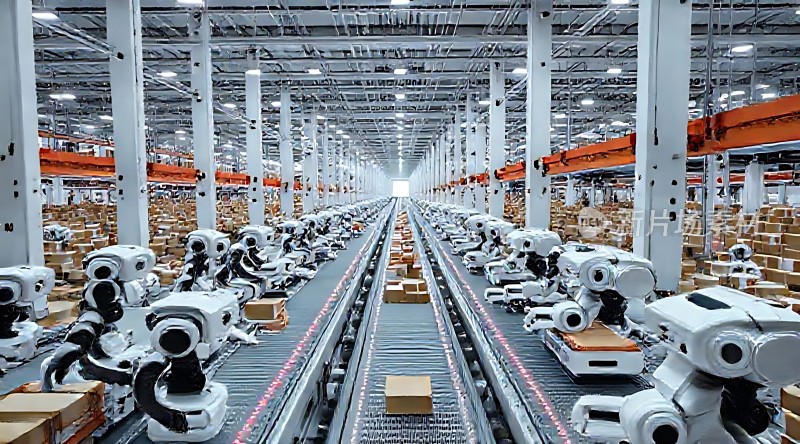 智能物流中心机器人与传送带协同工作