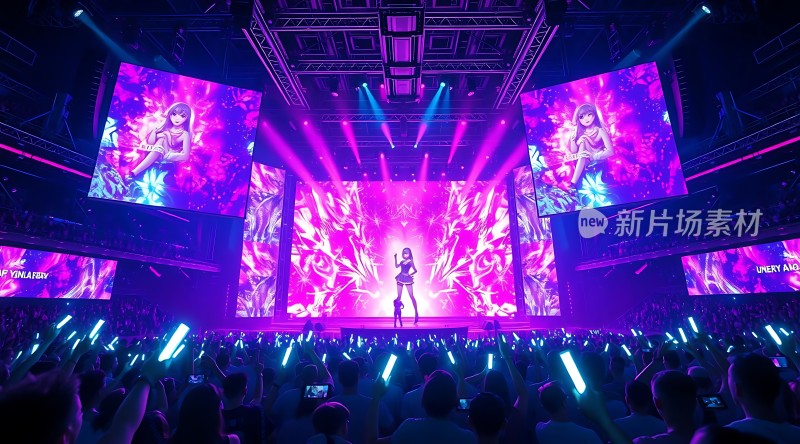 舞台灯光璀璨观众热情高涨的音乐会现场