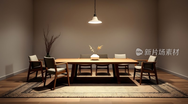 简约餐厅设计木质餐桌椅与吊灯营造温馨氛围