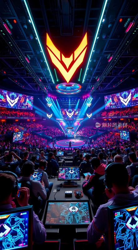 电竞大赛现场观众热情高涨选手专注比赛