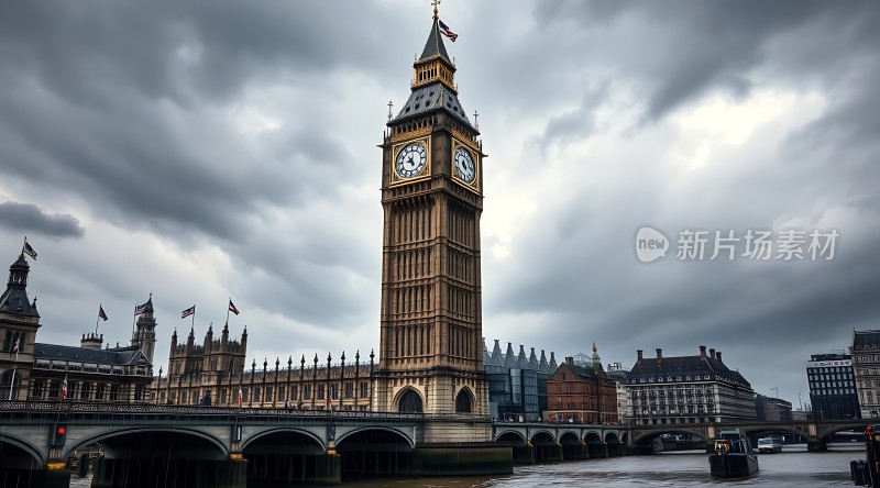 伦敦大本钟与泰晤士河畔美景