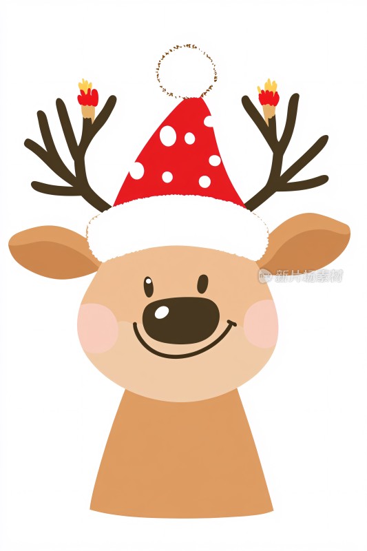 戴圣诞帽的卡通小鹿头像