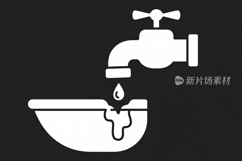 水龙头漏水插画