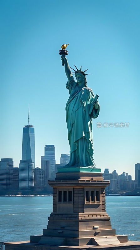 自由女神像与纽约天际线
