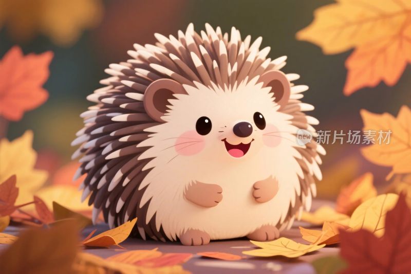 秋日可爱刺猬插画