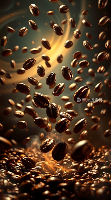 咖啡豆在空中飞舞