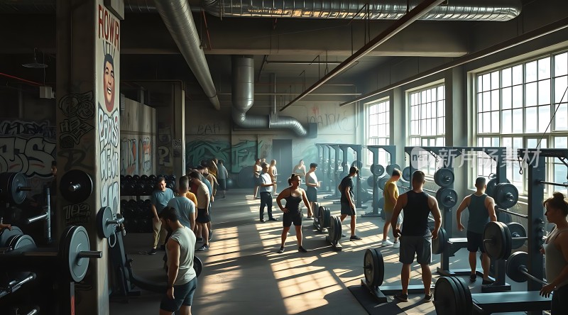 阳光下的力量与汗水健身房的活力瞬间