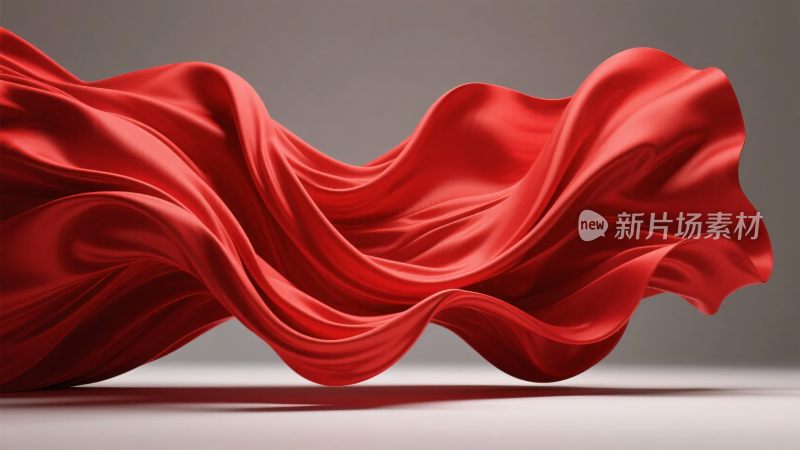 飘动的红色丝绸