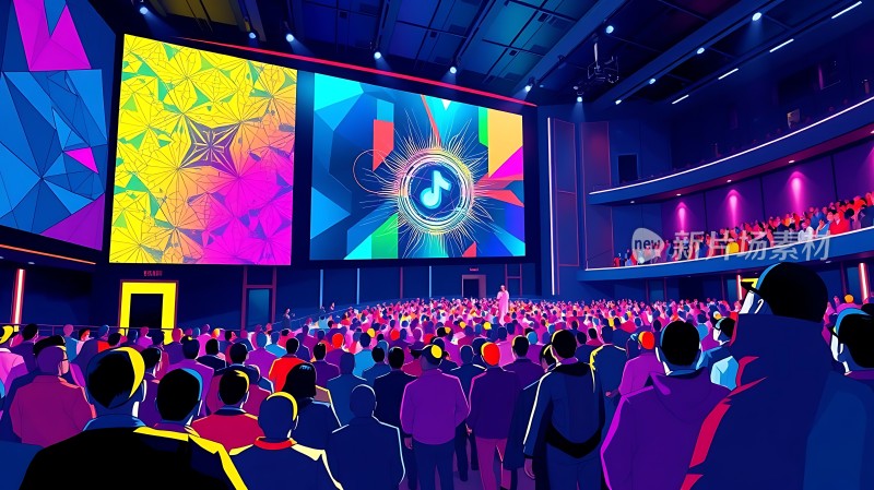 音乐会现场观众热情高涨舞台绚丽多彩