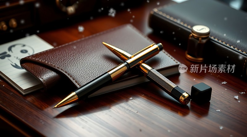 新片场素材 精致笔袋与钢笔