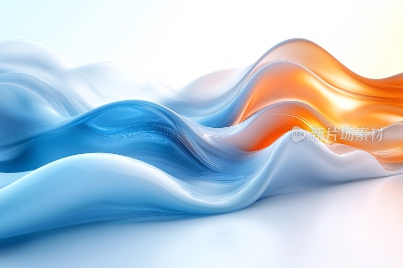 蓝橙渐变流动波浪背景图
