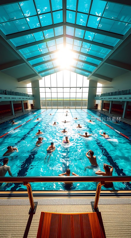 阳光下的室内游泳馆