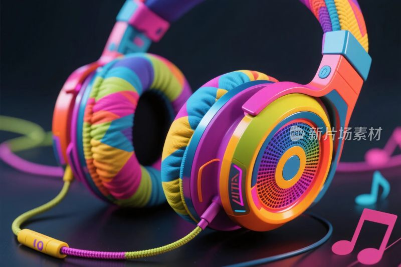 彩色耳机音乐插画
