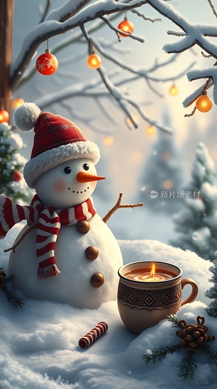 雪人温馨冬日时光