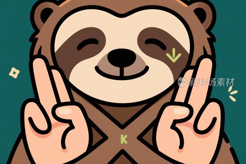 开心树懒卡通插画